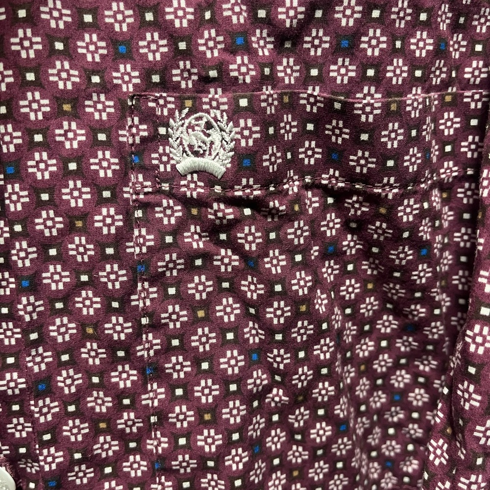 Cinch Maroon Patterned Casual Button-Down Shirt - image 4
